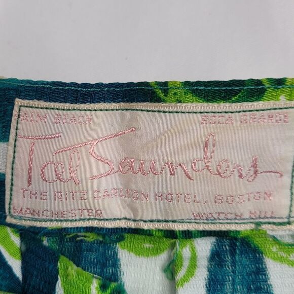 VINTAGE 60s pants Tat Saunders‎ abstract blue and green high waist S - Picture 8 of 13
